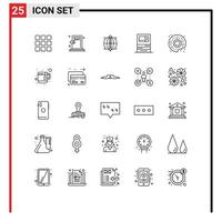 Line Pack of 25 Universal Symbols of withdraw machine exit bank success Editable Vector Design Elements