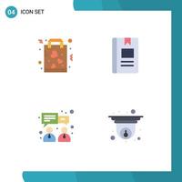 Modern Set of 4 Flat Icons Pictograph of buy reading paper education chat Editable Vector Design Elements