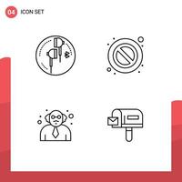 Pack of 4 creative Filledline Flat Colors of headphone teacher bluetooth stop box Editable Vector Design Elements