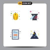 Modern Set of 4 Flat Icons Pictograph of computer file bucket book hat Editable Vector Design Elements