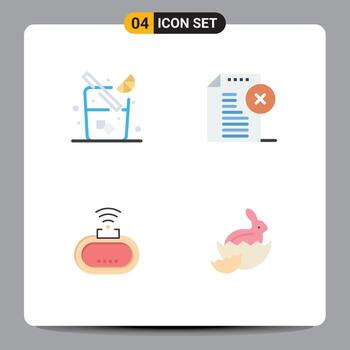 Editable Vector Line Pack of 4 Simple Flat Icons of juice security delete document signal Editable Vector Design Elements