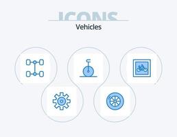 vehículos icono azul paquete 5 diseño de iconos. . . monociclo vehículos estacionamiento vector