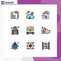 Universal Icon Symbols Group of 9 Modern Filledline Flat Colors of development building insurance life protection Editable Vector Design Elements