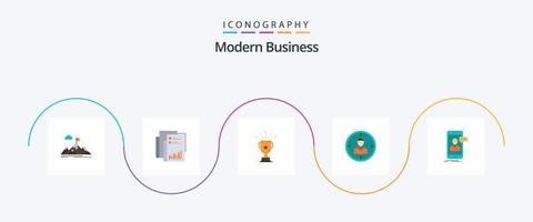 Modern Business Flat 5 Icon Pack Including business. achievement. analytics. trophy. marketing vector