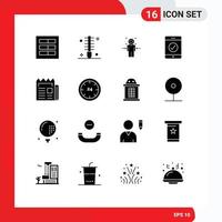 Solid Glyph Pack of 16 Universal Symbols of media complete hair goal target Editable Vector Design Elements