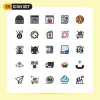 Universal Icon Symbols Group of 25 Modern Filled line Flat Colors of hair dandruff report lock paper data Editable Vector Design Elements