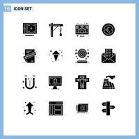 Set of 16 Modern UI Icons Symbols Signs for investment euro halloween coin investment Editable Vector Design Elements