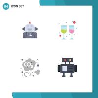 Editable Vector Line Pack of 4 Simple Flat Icons of android carbon dioxide emotional glass dioxide Editable Vector Design Elements