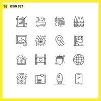 User Interface Pack of 16 Basic Outlines of delete gardening shower garden school Editable Vector Design Elements