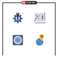 4 Universal Flat Icons Set for Web and Mobile Applications maintenance fan fix marketing location Editable Vector Design Elements