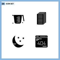 4 Thematic Vector Solid Glyphs and Editable Symbols of baking weather measuring file development Editable Vector Design Elements