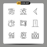 9 iconos creativos signos y símbolos modernos de datos del servidor flecha pierna comida rápida elementos de diseño vectorial editables vector