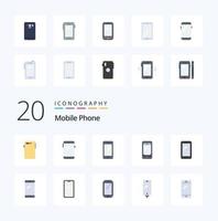 20 Mobile Phone Flat Color icon Pack like mobile phone huawei battery mobile vector