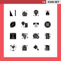 Set of 16 Modern UI Icons Symbols Signs for game ball money american football ladybird Editable Vector Design Elements