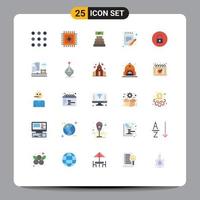 Universal Icon Symbols Group of 25 Modern Flat Colors of city media player list media sheet Editable Vector Design Elements