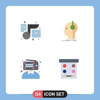 Modern Set of 4 Flat Icons Pictograph of music blogger school musician broadcasting Editable Vector Design Elements