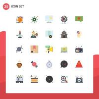 25 Universal Flat Color Signs Symbols of progress management dollar data shopping Editable Vector Design Elements