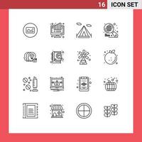 Universal Icon Symbols Group of 16 Modern Outlines of transfer idea pie search globe Editable Vector Design Elements