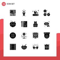 Modern Set of 16 Solid Glyphs Pictograph of coconut science self ho fire Editable Vector Design Elements