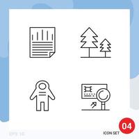 Set of 4 Vector Filledline Flat Colors on Grid for data people paper check trees analysis Editable Vector Design Elements