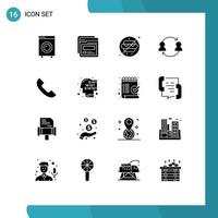 Universal Icon Symbols Group of 16 Modern Solid Glyphs of user replace help employee park Editable Vector Design Elements