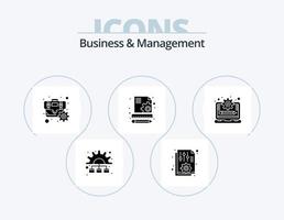 Business And Management Glyph Icon Pack 5 Icon Design. management. seo. report. management. optimization vector