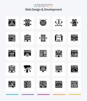 Creative Web Design And Development 25 Glyph Solid Black icon pack  Such As illustration. artwork. web.. designing vector