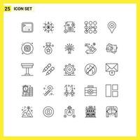 Modern Set of 25 Lines Pictograph of pin security payments secure pattern Editable Vector Design Elements