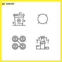 Group of 4 Modern Filledline Flat Colors Set for coke connections food money social Editable Vector Design Elements