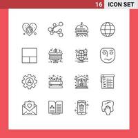 16 Thematic Vector Outlines and Editable Symbols of cake grid astronomy globe education Editable Vector Design Elements