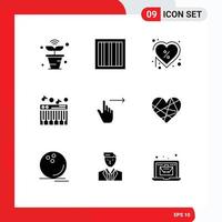 Modern Set of 9 Solid Glyphs and symbols such as gestures sound day piano offer Editable Vector Design Elements