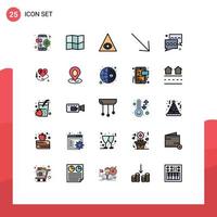 25 iconos creativos signos y símbolos modernos de coser corazón mensaje pirámide comunicación burbuja elementos de diseño vectorial editables vector