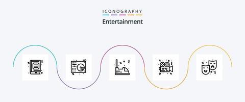 Entertainment Line 5 Icon Pack Including video. movie. p. entertainment. travel vector