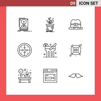 Modern Set of 9 Outlines Pictograph of process implementation profit goals canada Editable Vector Design Elements