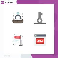 Group of 4 Modern Flat Icons Set for diamond direction gift password pole wind Editable Vector Design Elements