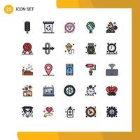 25 iconos creativos signos y símbolos modernos de medalla juego al aire libre seo jugadora globo elementos de diseño vectorial editables vector