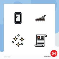 Mobile Interface Filledline Flat Color Set of 4 Pictograms of phone nature huawei mason space Editable Vector Design Elements