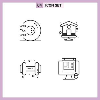 4 iconos creativos signos y símbolos modernos de esperma dum salud página de inicio diseño css elementos de diseño vectorial editables vector