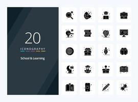 20 School And Learning Solid Glyph icon for presentation vector