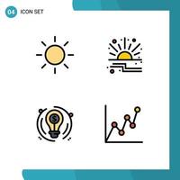 Universal Icon Symbols Group of 4 Modern Filledline Flat Colors of brightness dollar offer bulb card Editable Vector Design Elements