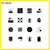 Mobile Interface Solid Glyph Set of 16 Pictograms of park construction encryption build safety Editable Vector Design Elements