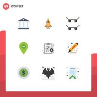 9 Creative Icons Modern Signs and Symbols of workforce performance management skateboard pin map Editable Vector Design Elements