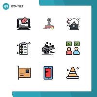 Set of 9 Modern UI Icons Symbols Signs for cannon shopping brew document pot Editable Vector Design Elements