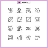 Pictogram Set of 16 Simple Outlines of down arrow processing play kindergarten Editable Vector Design Elements