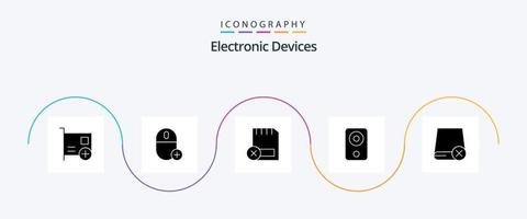 Devices Glyph 5 Icon Pack Including gadget. computers. gadget. removed. devices vector