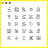 Group of 25 Modern Lines Set for health thinking research design campaign Editable Vector Design Elements