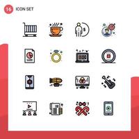 Modern Set of 16 Flat Color Filled Lines and symbols such as data business man business goal money Editable Creative Vector Design Elements