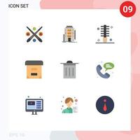 9 Thematic Vector Flat Colors and Editable Symbols of basic box hotel archive hair Editable Vector Design Elements