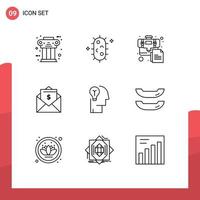 Outline Pack of 9 Universal Symbols of idea dollar chemistry money document Editable Vector Design Elements