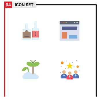 4 Thematic Vector Flat Icons and Editable Symbols of alcohol growth bottles web layout maturity Editable Vector Design Elements